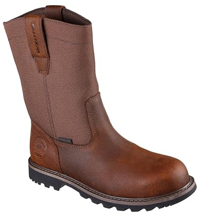 Skechers Longrider Highland Hill - Stivali da uomo in gomma con punta in acciaio Oxford, marrone, 13
