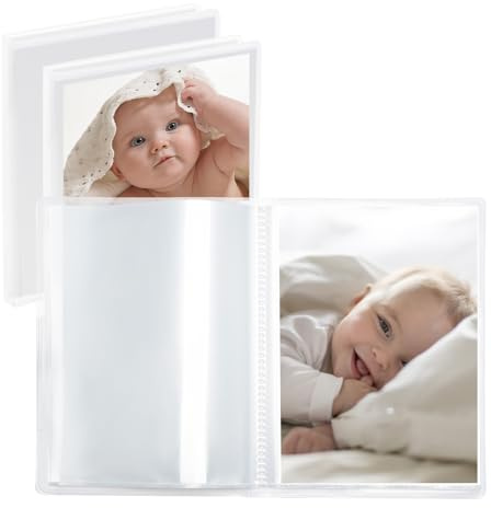 Vienrose Album Fotografico 10x15 Set di 3 Pezzi con Copertina Personalizzabile 26 Tasche per 52 Foto Piccolo Fotolibro Design Portafoto Bambini Matrimonio Viaggio, Trasparente
