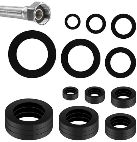 24pcs Rubber Hose Washer, plastic flat O-ring gasket, Tap Sealing Rings Hose Rubber Shower Hose Washers Tap Connector Washers for Connecting for pipes, faucets, mechanical repair (6 size)