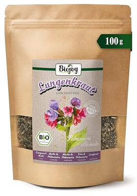 Biojoy Infusión de Pulmonaria Orgánica (100 g), Lungwort seca y cortada (Pulmonaria officinalis)