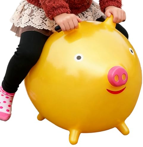 Kids Bouncy Ball - Cartoon Animal Ear Design PV Toy, Inflatable Jump Ball for Physical Play, Soft Exercise Toy for 4+ Boys and Girls | Outdoor Indoor Activity Equipment for Kindergarten | Fun Sports T
