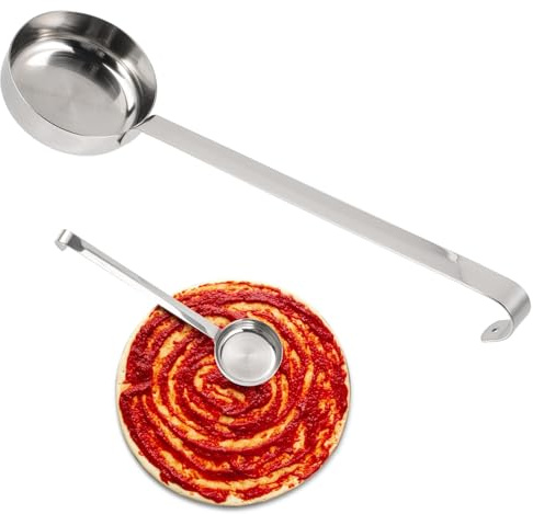 TOKIDNY Cucchiaio per Salsa da Cucina in Acciaio Inossidabile con Fondo Piatto Mestolo per Servire Zuppe e Condimenti Utensile Pratico e Resistente per Uso Quotidiano