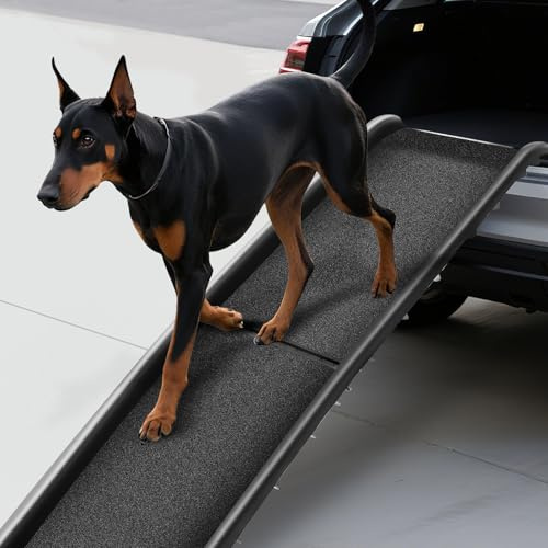 Joint-Friendly Dog Ramp for Cars & Home, 90kg Capacity Folding Pet Ramp with Frosted Non-Slip Surface – Lightweight & Portable Plastic Ramps for SUVs, Trucks, Beds – Easy Set Up & Space-Saving Design