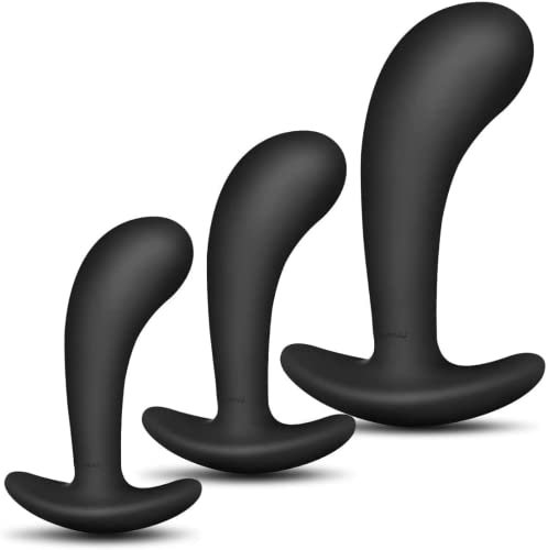 Enlove Silikon Analplug Set Klein Medium Groß Mit Tragen außen Fetisch Masturbation Anal Butt Plug Analplugs ButtPlug BDSM Bondage SM Sexspielzeug für Männer Frauen Paare Anfänger Profi-nutzer 3 Stück
