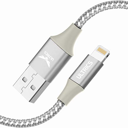 ULTRICS Cable Cargador iPhone 2M Cable Cargador Rapido iPhone, Apple MFi Certificado USB Cable Lightning Trenzado de Nailon Compatible con iPhone 14 Pro Max/13/12/11/XS/X/8/7/6S/SE/iPad/iPod – Plata