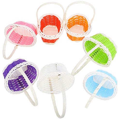 STOBOK Gewebter Korb Klein Kunststoff Kinder Ovale Osterkörbchen Geschenkkörbe Eierkorb Osternester Befüllen 7 Stück Aufbewahrungskorb Ostern Party Festival Eiersuche Picknick Zufällige Farbe