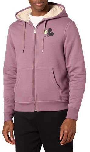 Amazon Essentials Men's Men's Disney Sherpa-Lined Full-Zip Hoodie Sweatshirts Sweater, -Shy Mickey, Large