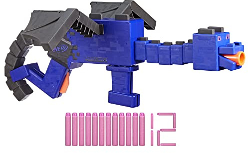 NERF Minecraft Ender Dragon Blaster, 4-Dart Internal Clip, 12 Elite Foam Darts, Inspired by Minecraft Mob in Game