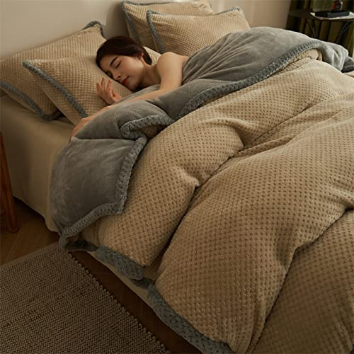 TGPOLI Colcha Cama 150 O Cama 135,Juego De Cama,Forro Polar De Coral De Invierno MáS Funda De EdredóN De Terciopelo, Ropa De Cama, Manta, Madre E Hija