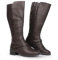 Hawkwell Damen-Reitstiefel mit breiter Wade und doppeltem Reißverschluss, Braun Synthetik EU 39