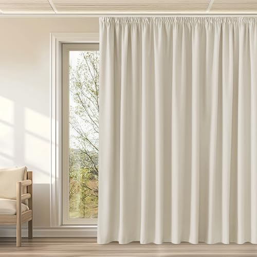KGORGE Cortinas Salon Opacas Cortina Termica Aislante Frio y Calor Cortinas para Habitacion Matrimonio Blackout Curtains Cortinas 3 Metros para Riel, 1 Pieza, 300x240cm (AnchoxAlto), Beige Claro