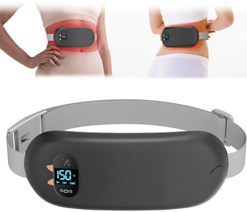 Cuscinetto riscaldante elettrico portatile per alleviare i crampi, riscaldamento rapido, con vibrazione per mal di schiena, cintura mestruale, 6 modalità di calore, 6 modalità di riscaldamento