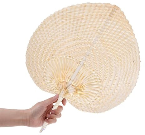 Biniveil Woven Hand Fans | bam-boo Paddle Fans | Hand Made Fan Hand Rattan Fan | Natural bam-boo Fans | Heart Shaped bam-boo Woven Fan | Hand Weaving Fan | Cooling Fan Home Decoration For, Wedding
