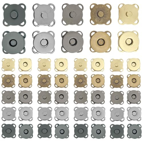 VURYAPI 50 pares de Botones Magnéticos a Presión,Botones Magnéticos,Botones de Cierre Magnético de Metal,Cierre De Botón Magnético,Botón de Cierre Magnético Broches, para Coser(14 mm, 5 colores)