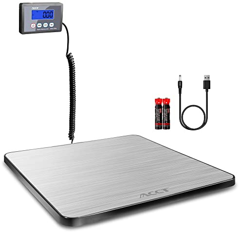 ACCT Shipping Scale, 400lb/1oz, Digital Postal Scale with Hold/auto-Off/Tare Function, Mail Scale for Packages/Pets/Luggage/Office, Heavy Duty Scale, Batteries & USB Cable Included