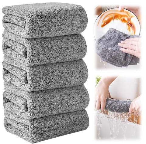 GJV Strofinacci riutilizzabili da cucina panni per la pulizia asciugamani in microfibra strofinacci strofinacci per la casa in carbone di bambù strofinaccio cucina addensato pulire tavolo assorbente