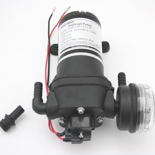 Pompe à pression à membrane d'eau 12 V, 10 l/min, 2,4 bar, boîtier noir moulé sous pression