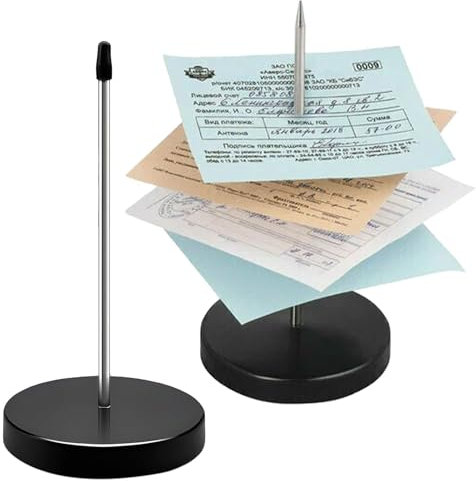 2 Stück Zettelspießer,Zettelhalter Bonspießer,Bonspießer Zettelhalter,Moderner Zettelhalter Aus Edelstahl Für Kassenbon Kassenzettel Aufbewahrung Bars Büros 14 cm Schwarz