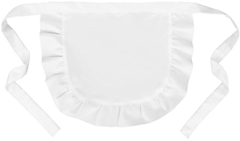 White Waist Apron for Adults, Adjustable Polyester Half Apron, Multi-Purpose Bib Style Apron for Kitchen Cooking, Cosplay, Halloween, Theme Parties & Stage Performances