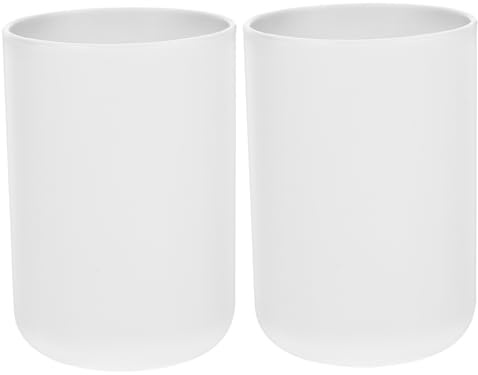VALICLUD 2 Pièces Gobelets Brosse à Dents Plastique Tasses de Bain Réutilisables et Polyvalent pour Salle de Bain et Repas Design Simple Blanc Pur