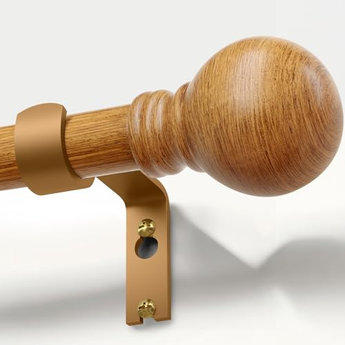 Gormena Bastone Tenda Estensibile Effetto Legno,Lunghezza 82-148 Cm, Stile Rustico,Montaggio A Parete,Diametro 25 Mm,Portanza 15 Kg, Non Si Piega,Adatta Per Interni Camera Da Letto e Salotto