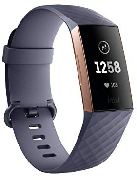 Fitbit Charge 3 Fitness Activity Tracker, Rose Gold/Blue Grey, One Size (S and L Bands Included)