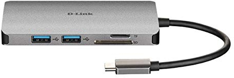 D-Link DUB-M810 8 in 1 USB C Hub (USB C Adapter mit HDMI 4K und 1080p, 3x USB 3 / USB 2, 1x Netzwerkanschluss 1Gbit/s, microSD-/SD- Kartenleser, 1x USB C zum Laden und für Daten bis 100W)