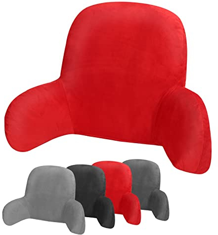 Dhouse Reading Pillow 58x40x25cm Lumbar Support Cushion with Removable Cover Sofa Chair Back Supports Pillow Portable Plush Relax Pillow for Arm Back Bed Sofa Pregnant Woman Rest (Red)