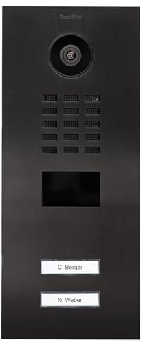 DoorBird D2102V IP Video Türstation für 2 Wohn-/Gewerbeeinheiten | Video-Türsprechanlage mit 2 Ruftasten, RFID, HD-Video, Bewegungssensor, in Titan-Optik gebürstet