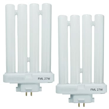 ARSUK Bombilla Fluorescente de 27W Luz Día para Lámparas de Estudio, GX10Q-4 – CFL de 4 Pines, 6500K Blanco – Tubo de Bajo Consumo de Reemplazo para Oficina y Lámparas de Lectura (Paquete de 2)