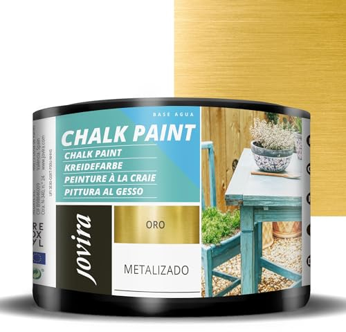 Chalk Paint - Kreidefarbe für Möbel Matte Oberfläche. Erneuern Sie Ihre Möbel, Vintage Möbelfarbe. (375 Milliliter, Gold)