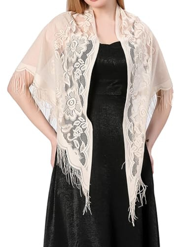 iSpchen Triangolo Pizzo Stola Donna Pizzo Stola Morbide Sciarpe e Scialli Mantello di Pizzo Sciarpa Mantello Sciarpa Festivo per Donna Matrimonio Sposa Damigella d'onore Feste Sciarpe