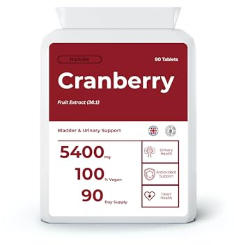 Cranberry Tablets for Urinary Infections 5040mg – 90 High Strength Cranberry Extract Tablets | UTI Supplement for Women & Men | Urinary Tract Health Support | Vegan, Non-GMO