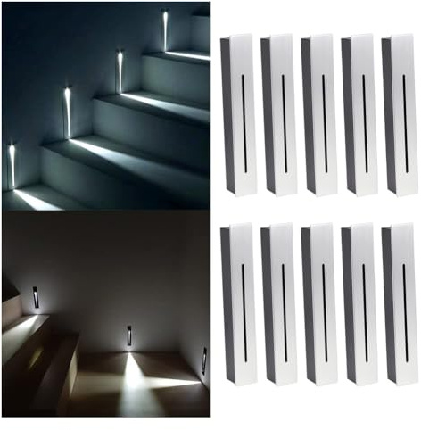 10 luces LED empotrables para escaleras, 3 W, CA 85-265 V, luz de paso, blanco cálido, 3000 K, blanco frío, 6000 K, IP65, impermeables, empotrables para pared, lámpara de escalera para interior, ext