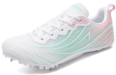 ZHENSI Chaussures À Pointes pour Femmes Baskets De Course pour Sprint Saut Athlétisme Athlétisme,Rose,39 EU