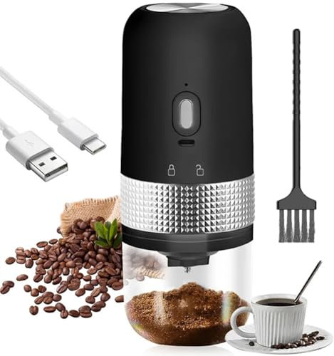 Macinacaffè elettrico, macinacaffè elettrico portatile, impostazioni di macinazione regolabili, macinino da caffè in ceramica, piccolo macinino da caffè ricaricabile per fagioli, noci, cereali, 25 g