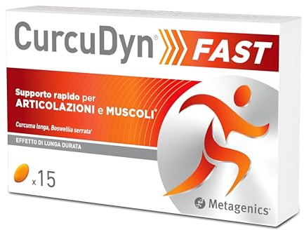 Metagenics CurcuDyn Fast - Curcuma e Boswellia ad Azione Rapida - ideale per un untilizzo mirato a muscoli e articolazioni - 15 Capsule