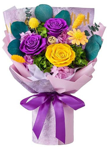Beaulasting Roses Flowers for Delivery Prime Forever Flowers Preserved Roses Bouquets Purple Flower Birthday Gifts for Women Valentine's Day Mothers Day Graduation