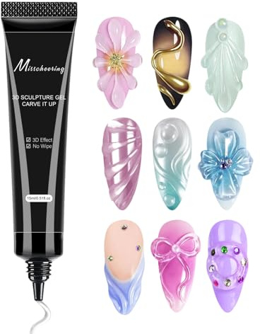 3D Gel Nail Arts, 15 Ml Gel Modellante Per Decorazioni Per Unghie, 4 In 1 Smalto G-el Trasparente Modellante Senza Bisogno Di Pulizia, G-el M-odellante 5D Con Decorazioni A Rilievo