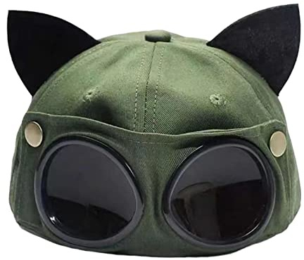 KBOLAE Exquisite Baseball Hat with Ears On Top Pilot Glasses Popular for Children Green