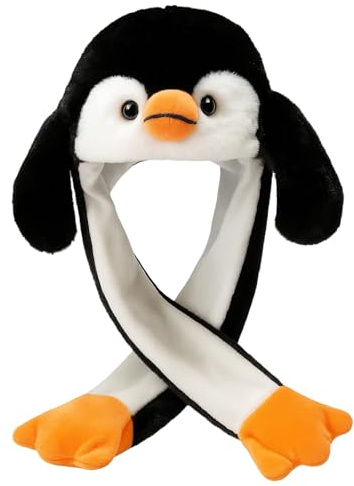 QhgPnt Penguin Hat with Moving Ears, Funny Animal Ears Hat, Walking Penguin Costume, Birthday Hats for Adults, Penguin Costume Adult