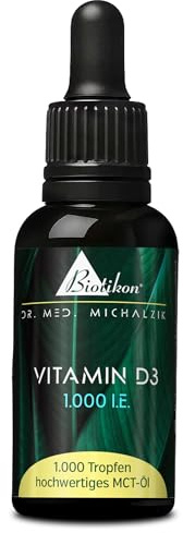 Vitamina D3 gocce vegetariane secondo Dr. med. Michalzik – senza additivi – di BIOTIKON (vitamina D3 1.000 UI gocce da 30 ml)