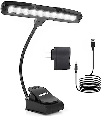 Vshinic Music Stand Light,Clip On Piano Lights 10 LED Orchestra Light,Fully Adjustable No Flicker for Piano,Book Reading, Mixing Table, DJ, Craft Work (Powered by AA Batteries, AC Adapter)