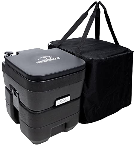 PE Camping Toilet w/Toilet Bags - 2.5 Gallon Fresh Water Camp Potty for up to 50 Clean Flushes - Odorless & Heat Resistant - 5.3 Gallon Waste Tank