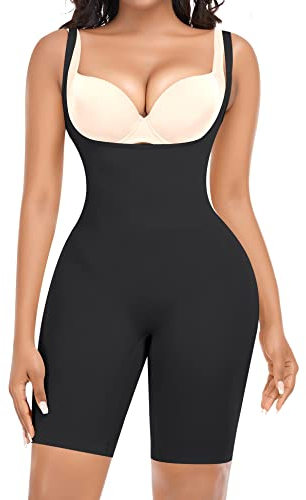 YARRCO Shapewear Damen Body Shaper Bauchweg Shaping Bodysuits Figurformende Unterwäsche Miederbody Miederhose (Schwarz, S)
