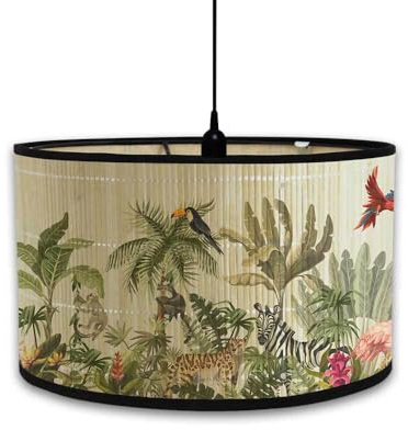 FANSU Round Drum Light Shade for Table Lamp, Modern Pattern Pendant Lampshades Easy Fit for Living Rooms, Bedroom, Hallways, Reading Room (Flamingo,30x20cm)
