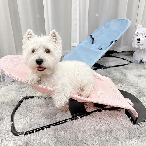 Lettino per Cani Pieghevole, Sedia a Dondolo per Animali Domestici con Rete Traspirante, Letti a Dondolo per Cani Portatili, Lettino per Amaca per Cuccioli di Cani di Piccola Taglia,Rosa