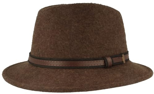 Breiter Hut Outdoor Kinder Traveller Filzhut mit Lederimitat Garnitur Braun 53