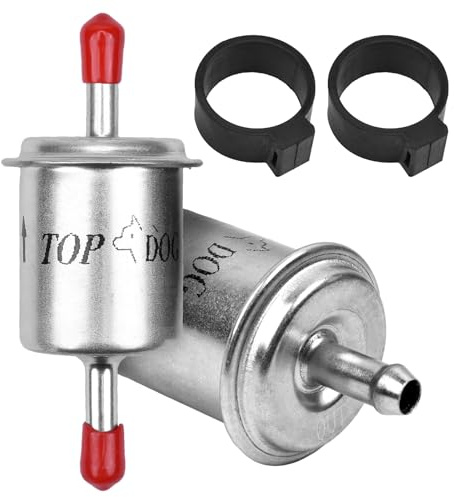 1/4 Inline Fuel Filter - 50 Micron High Pressure Aluminum Gas Filter - Automotive Diesel Fuel Filters for Lawn Mower Small Engine Motorcycle ATV Marine Truck Tractor Boat, High Flow (1/4 Inch)