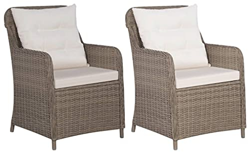CKioict Stapelstuhl Balkonstuhl Terrassenstühle Gartenstühle mit Polstern 2 STK. Poly Rattan BraunGeeignet für Balkone, Rasenflächen, Gärten